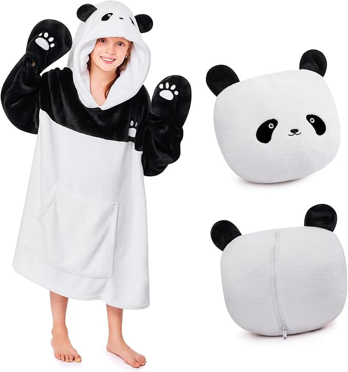 Wearable Blanket Hoodie for Kids, Oversized Warm Cozy Teen Blanket Sweatshirt Animal Hoodie with ... | Amazon (US)