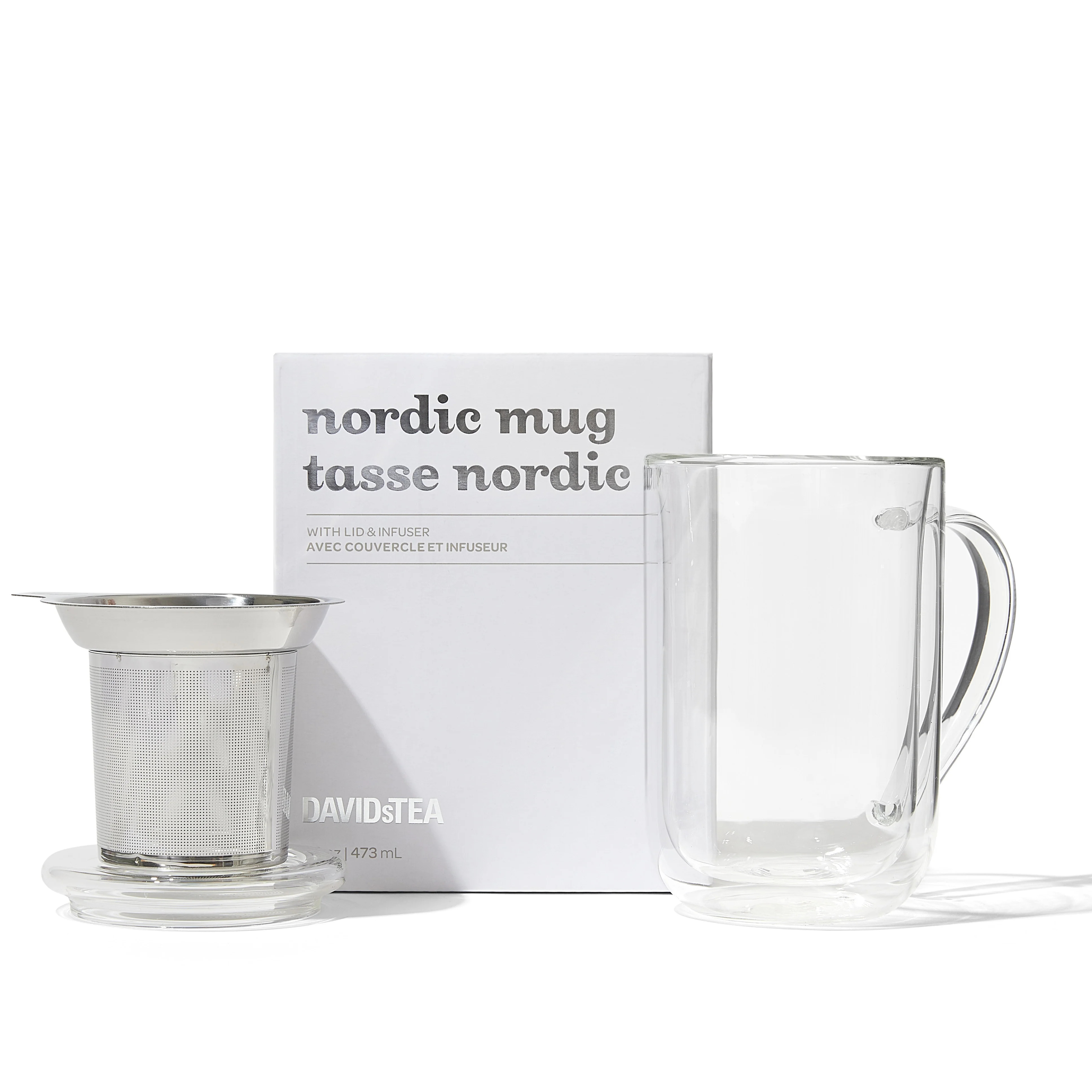 Clear Double Walled Glass Nordic Mug | DAVIDsTEA