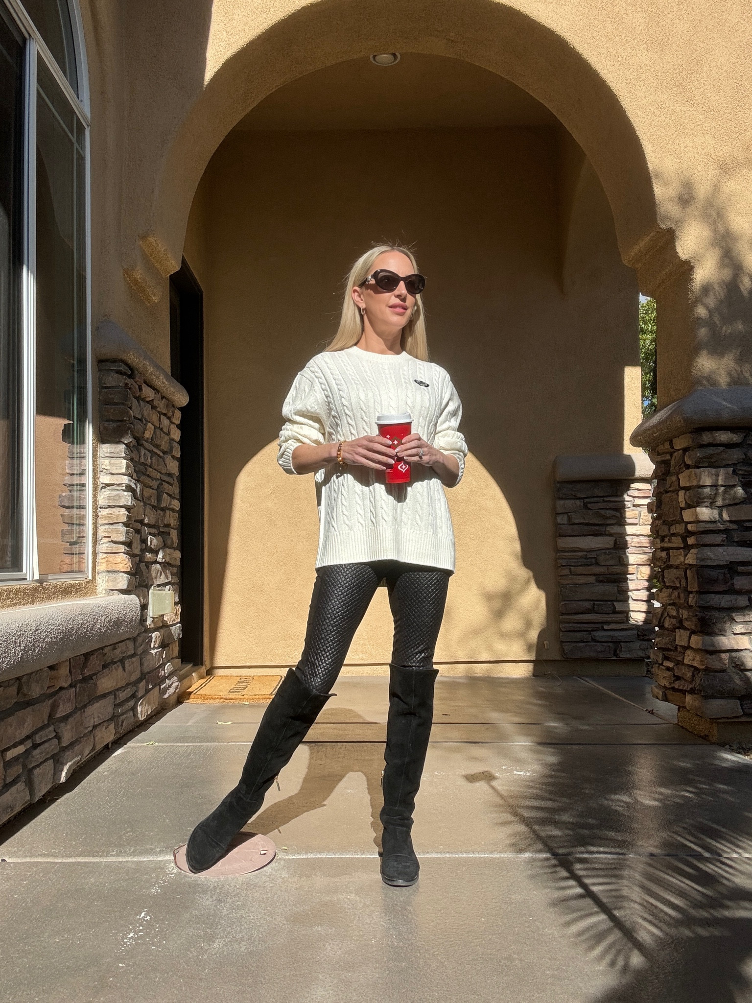 Loving this preppy cable knit sweater from Beverly Hills X Revolve. It’s a cozy, classic, retro cream sweatshirt that goes with everything from jeans to pants to leggings. These leather leggings are years old so linking so similar styles xo

#LTKSeasonal #LTKstyletip