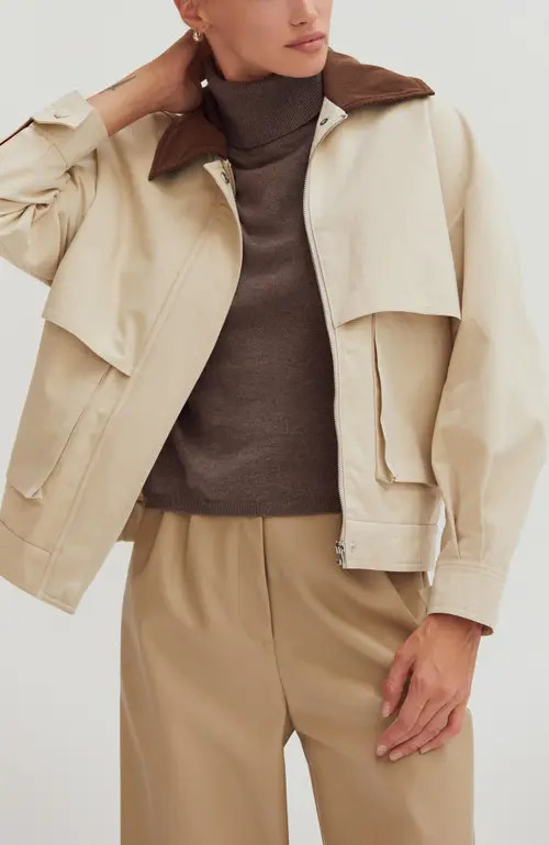 CRESCENT Contrast Collar Canvas Barn Jacket in Beige at Nordstrom, Size Small | Nordstrom