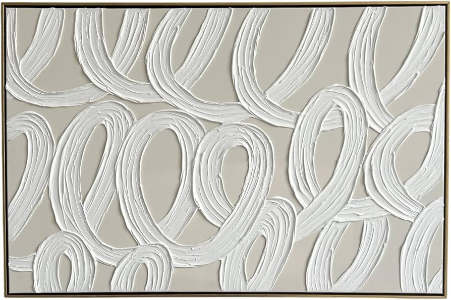 Colleen Karis Designs Textured Abstract Canvas Wall Art, Tonal Plaster Loops Design, Neutral Mode... | Amazon (US)