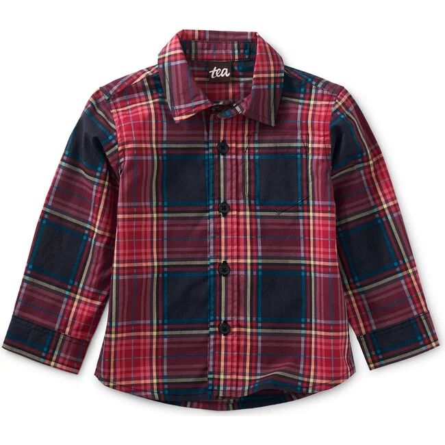 Tea Collection | Plaid Button Up Baby Shirt, Matsuri in (Red, Size 2Y) | Maisonette | Maisonette