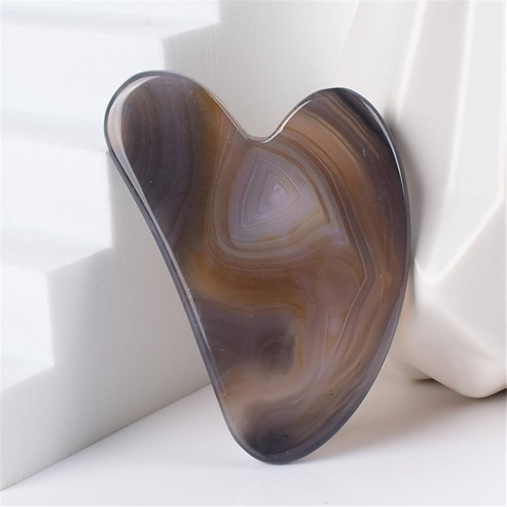 Natural Jade Gua Sha Stone Massage Grey Agate Guasha Plate Jade Face Massager Scrapers Beauty Too... | Amazon (US)