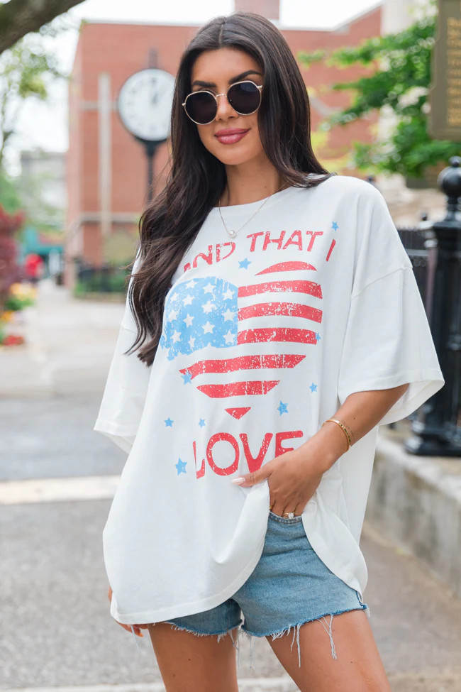 Land That I Love Hyfve Off White Oversized Graphic Tee | Pink Lily