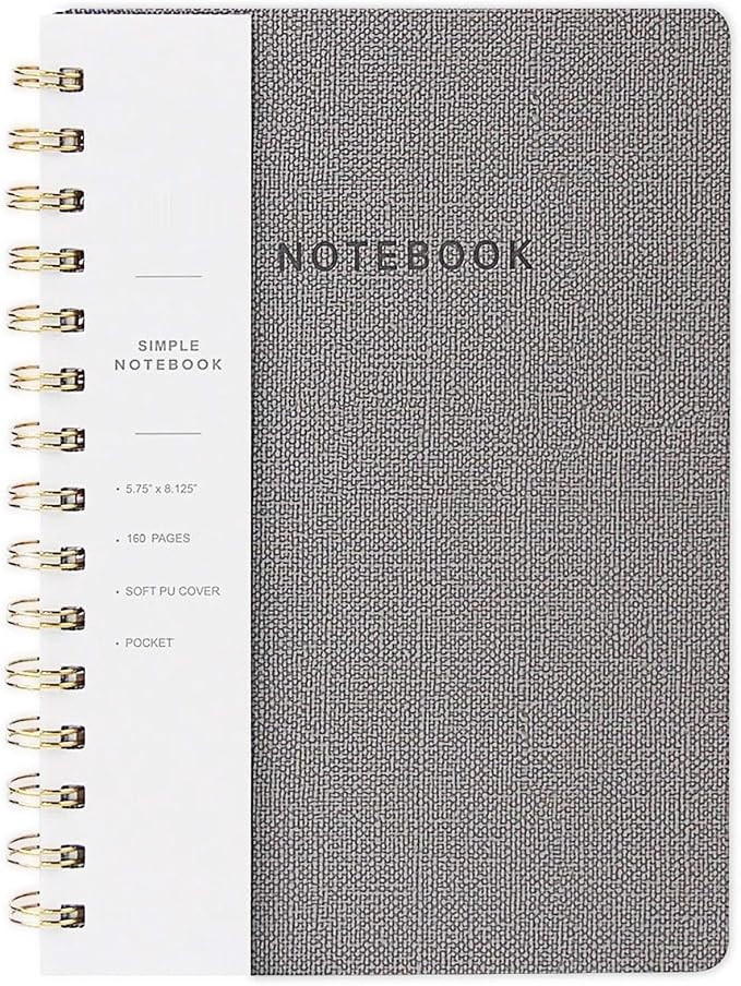 Spiral Notebook-5.75" x 8.125" College Ruled Journal with Inner Pockets and 160 Pages,PU Leather ... | Amazon (US)