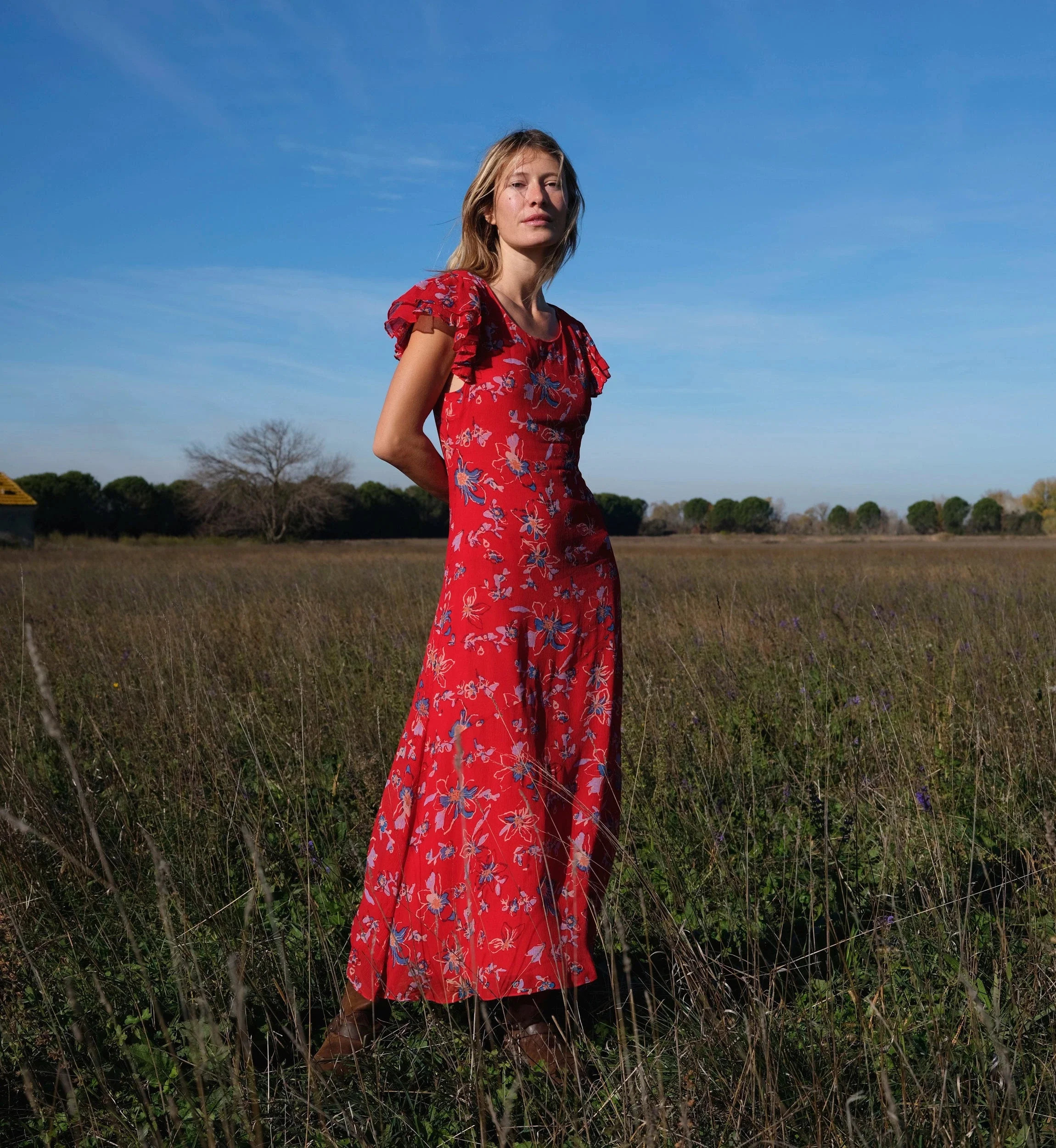 Roxanne Ankle Dress | Fiore Rosso | Cleobella