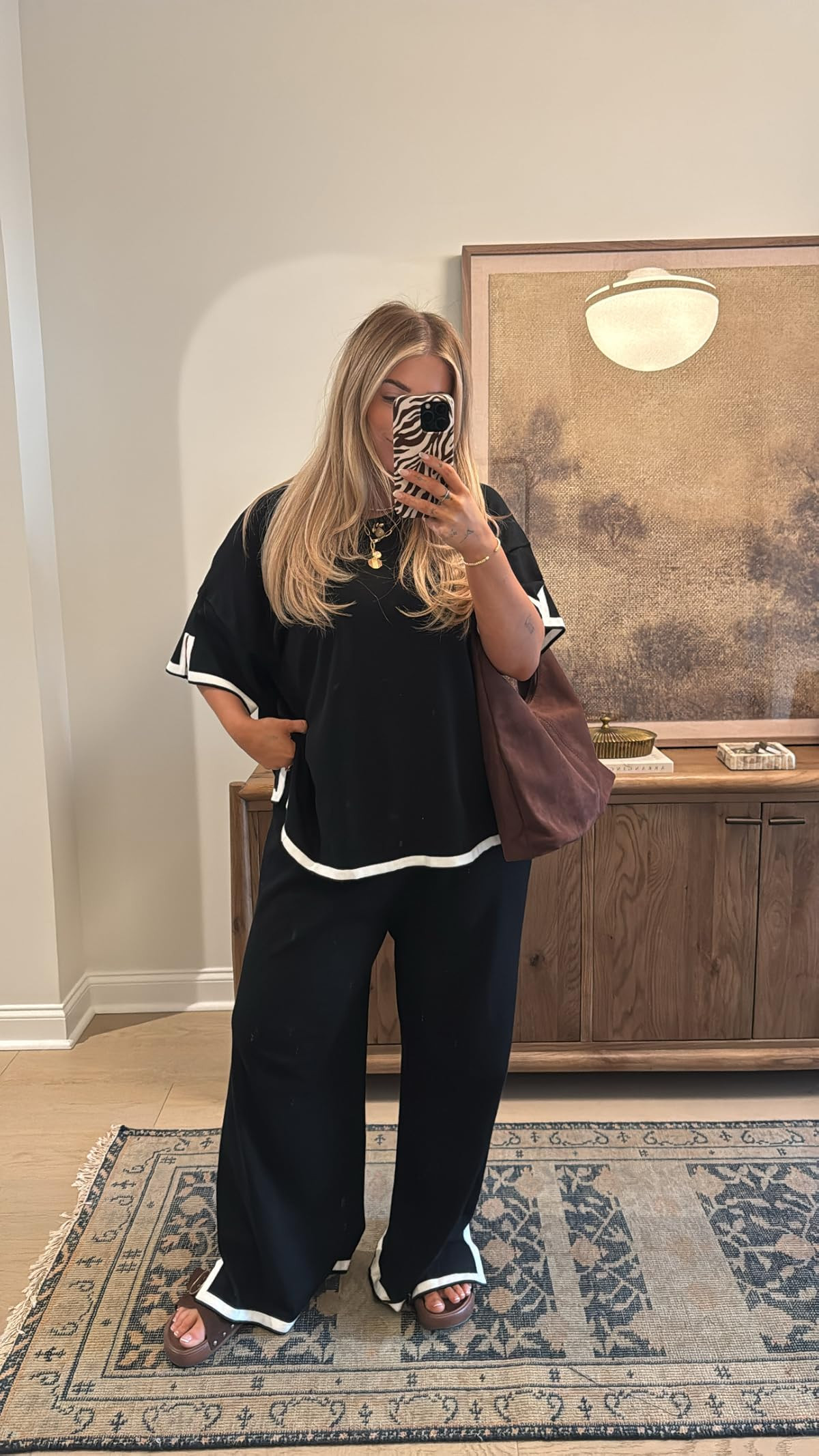 Imily Bela Womens Plus Size Lounge Sets 2 Piece Outfits Short Sleeve Pullover Tops Wide Leg Pants... | Amazon (US)