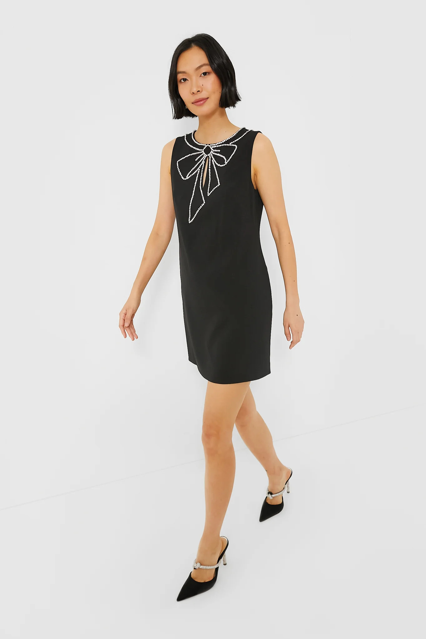 Black Embellished Bow Crepe Dress | Tuckernuck (US)