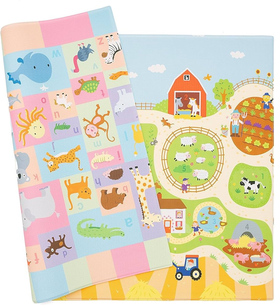 Baby Care Play Mat (Medium, Playful - Busy Farm) 73’’ x 49’’ Original One-Piece Reversibl... | Amazon (US)
