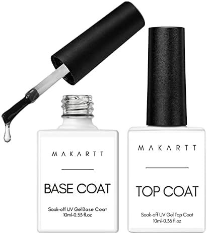 Makartt 2pcs No Wipe Gel Top Coat and Base Coat Kit, Soak off UV LED Gel Base and Top Coat Gel Na... | Amazon (US)