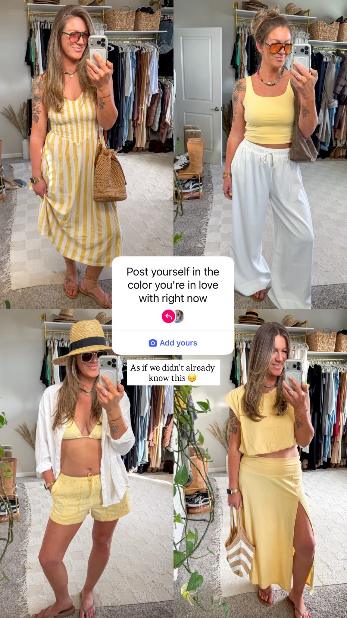 Still in my butter yellow era 💛
Medium dress, large tank & US10 pants, large swim top, medium shorts, XL white top, large skirt set 

#LTKOver40 #LTKTall