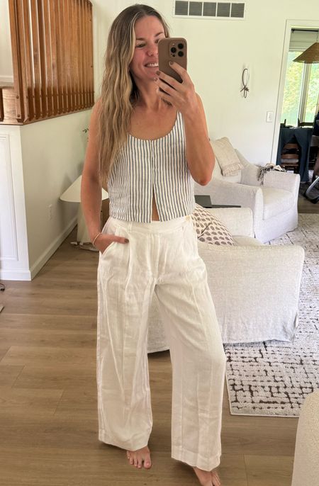 Summer linen pants and linen top from madewell.

Size 0 is top
Size 2 in pants 

#LTKfindsunder100 #LTKstyletip #LTKfamily