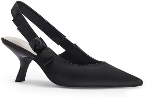 Coutgo Womens Slingback Kitten Heels Closed Pointed Toe Bowknot Knitted Slip On Work Pumps Dress ... | Amazon (US)