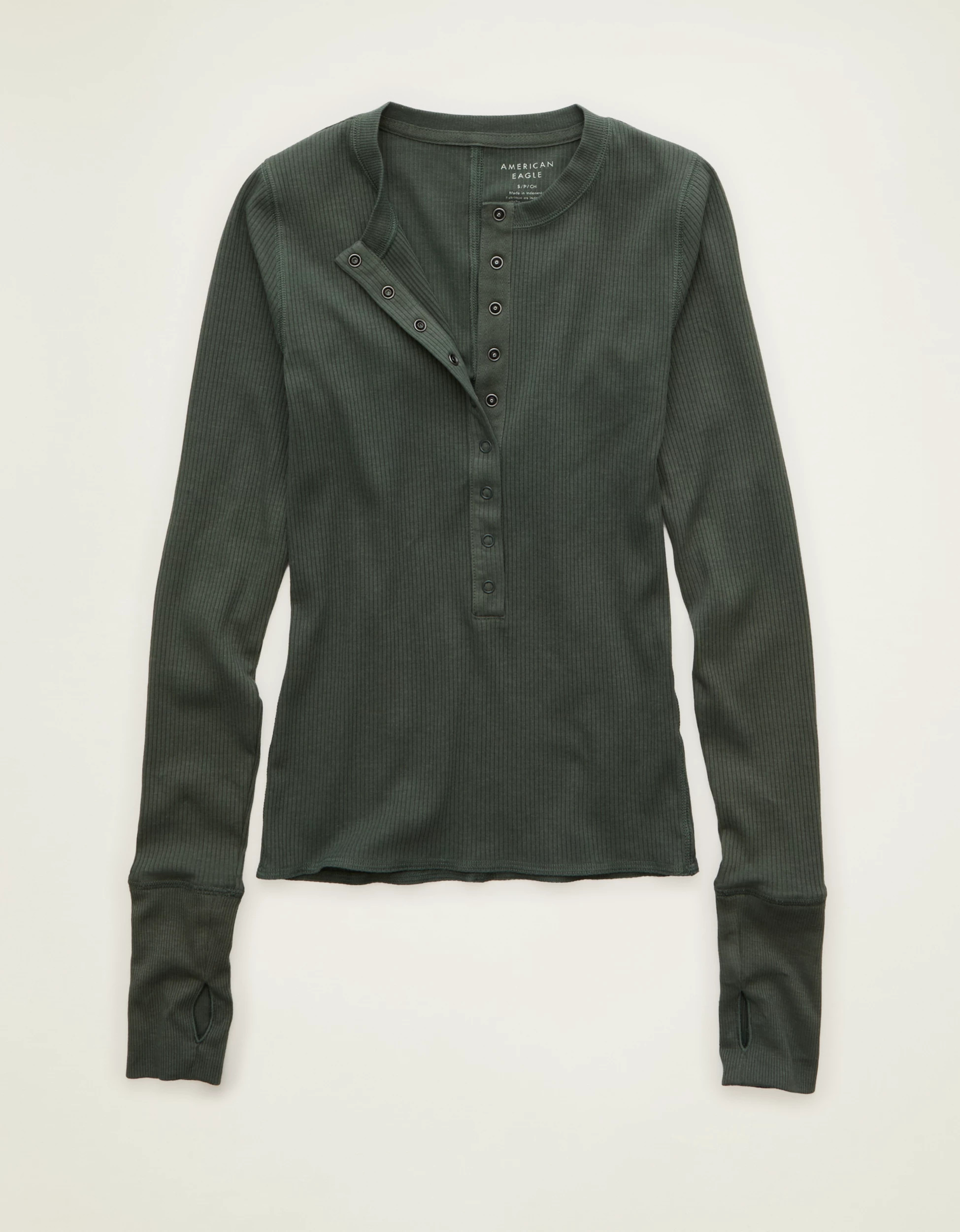 AE Long-Sleeve Henley T-Shirt | American Eagle Outfitters (US & CA)
