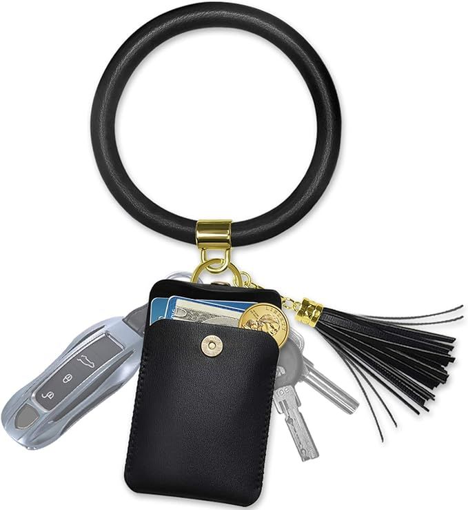 Doormoon Keychain Bracelet, Tassel Key Chain Wristlet Ring Circle Bangle | Amazon (US)