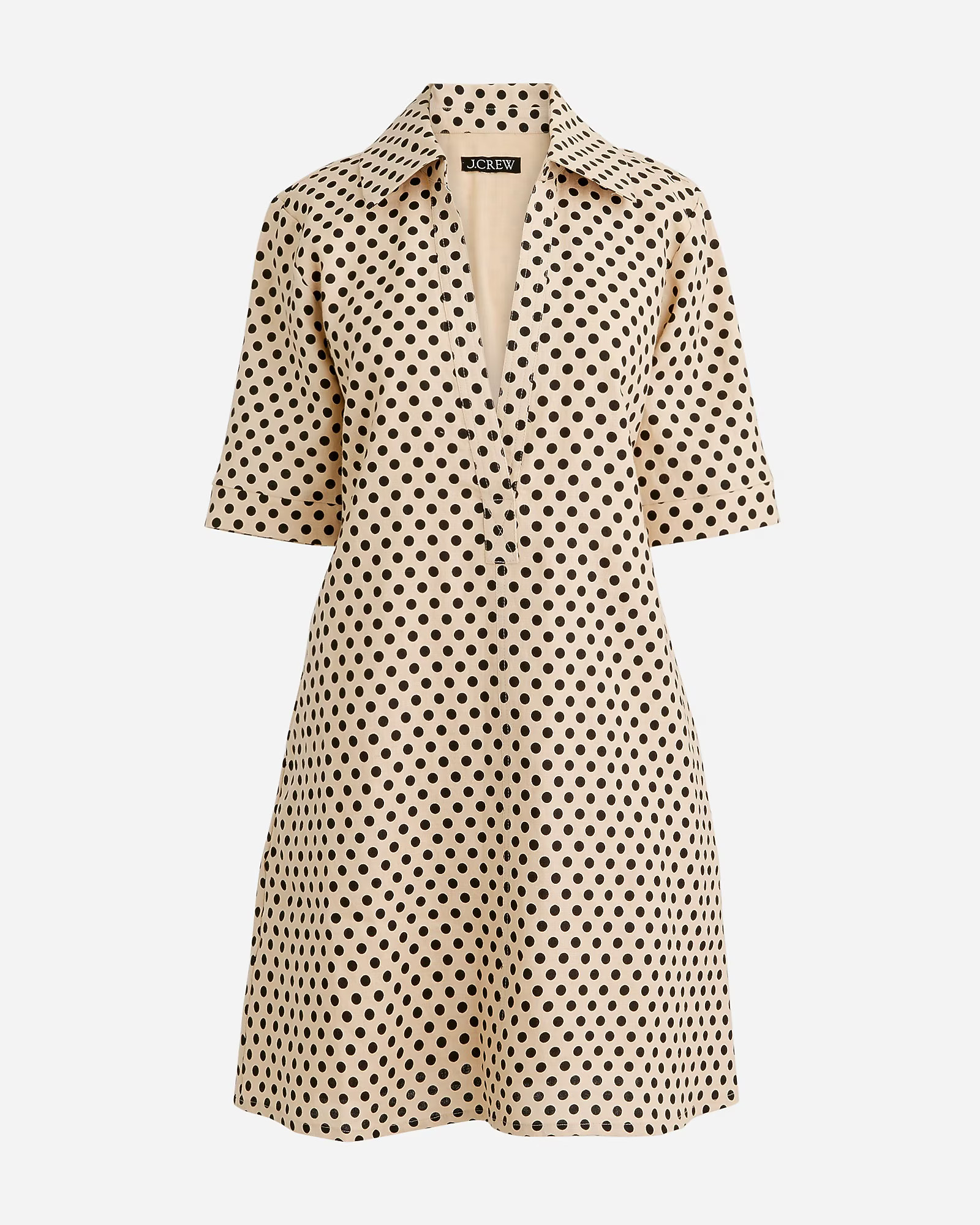 Bungalow popover dress in dot linen | J. Crew US