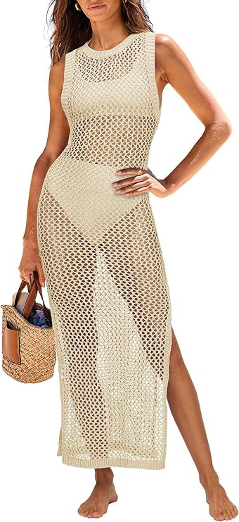 ANRABESS Womens Swimsuit Cover Up Sleeveless Hollow Knit Bikini Swimwear Bathing Suit Coverup Cro... | Amazon (US)