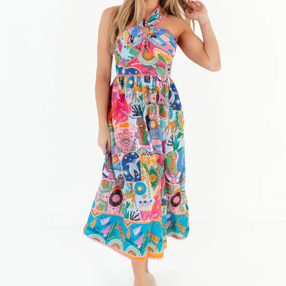 The Sloane Ric Rac Midi Dress - Multi | The Impeccable Pig