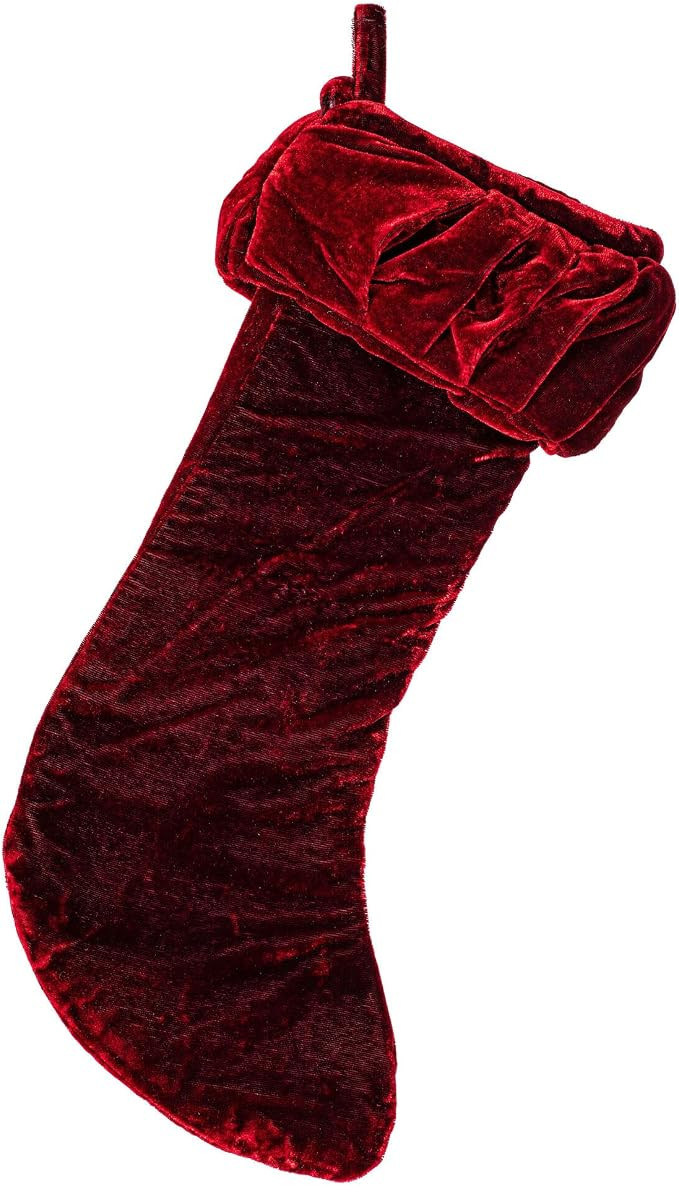 Vickerman 8" x 19" Plush Wine Velvet Christmas Stocking | Amazon (US)