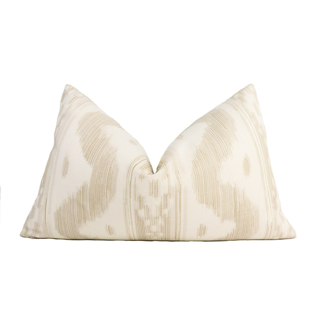 Quadrille Bali Hai Pillow Cover in Beige on Tint 2020-20 - ON BOTH SIDES // Designer Pillow Cover... | Etsy (US)