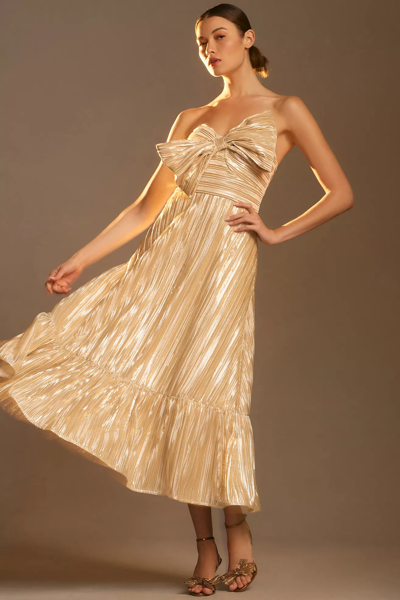 Hutch Bow Shine Midi Dress | Anthropologie (US)