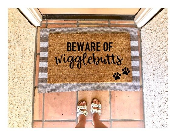 Beware of wigglebutts doormat, dog doormat, pet doormat, cute doormat, dog mom | Etsy (US)