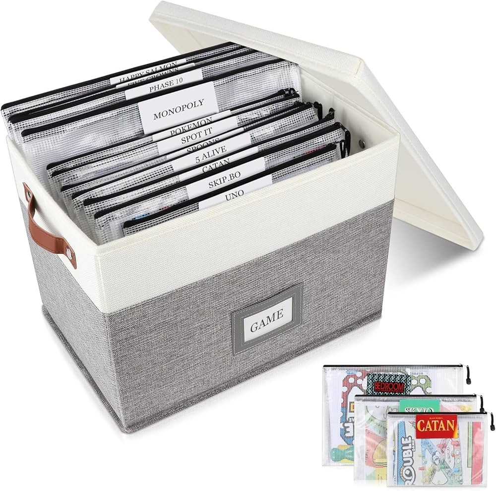 Board Game Storage, Board Game Organizer with 12pcs Zipper Bags and Writable Stickers, Board Game... | Amazon (US)