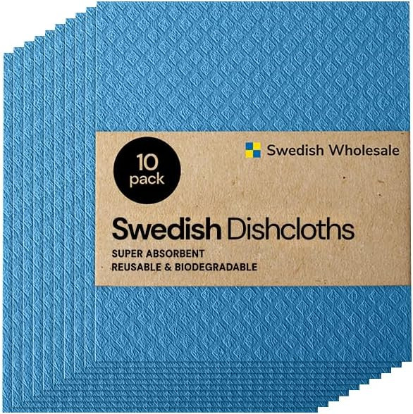 Swedish Wholesale Swedish Dish Cloths for Kitchen- 10 Pack Reusable Paper Towels for Counters & D... | Amazon (US)