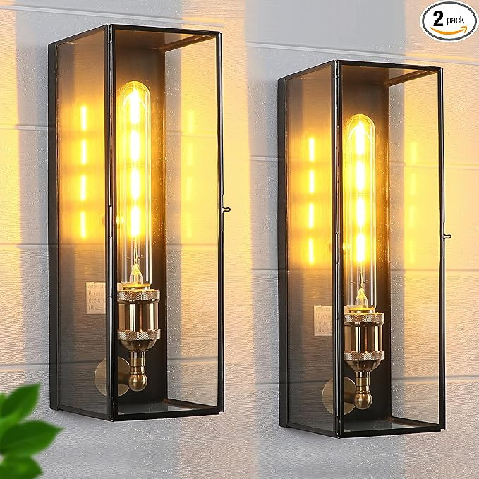 c cattleya 2-Pack Brass Outdoor Wall Light Fixtures Exterior Waterproof Wall Lantern Sconce for H... | Amazon (US)