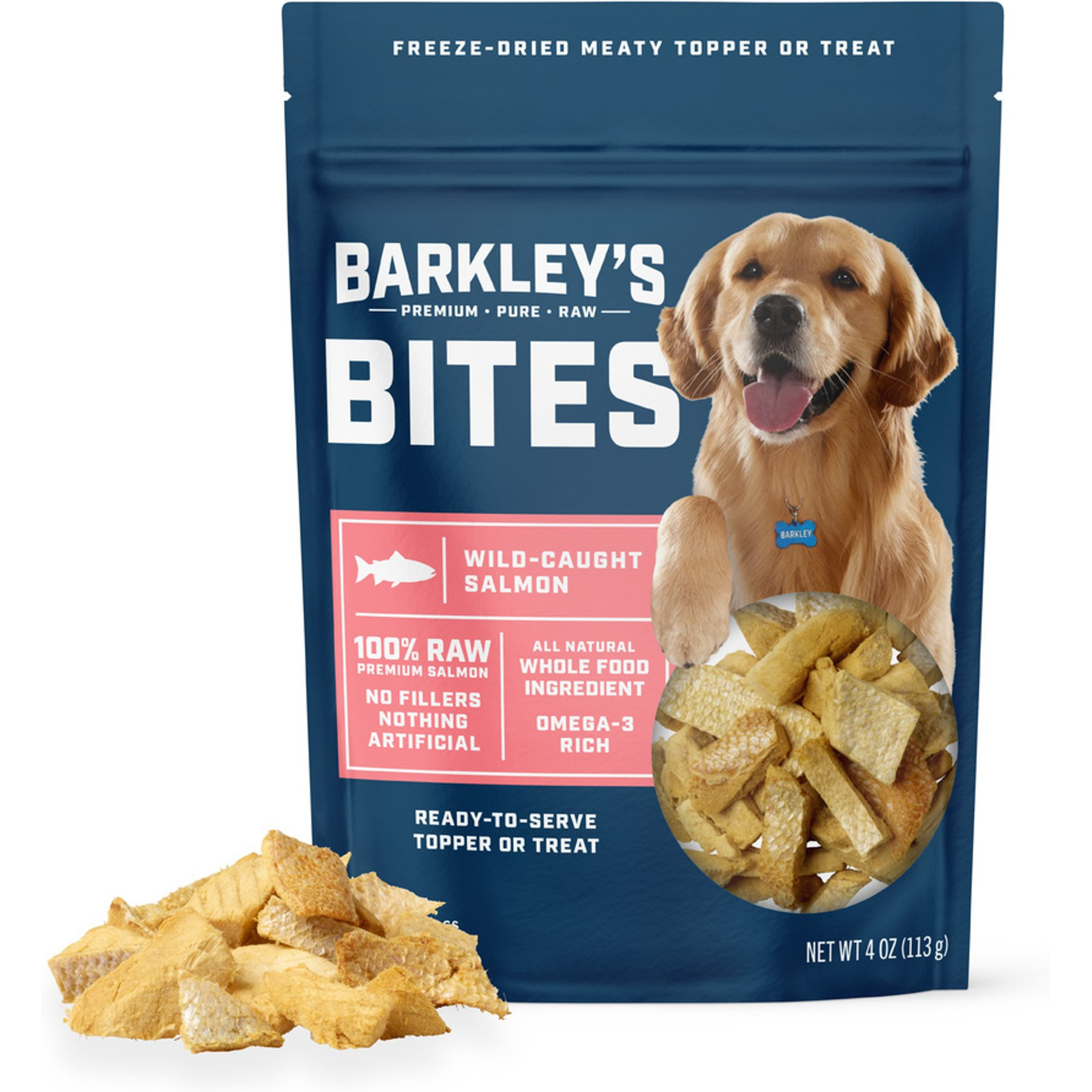 Barkley's Bag Bites Salmon Freeze-Dried Dog Treats, 4-oz bag | Chewy