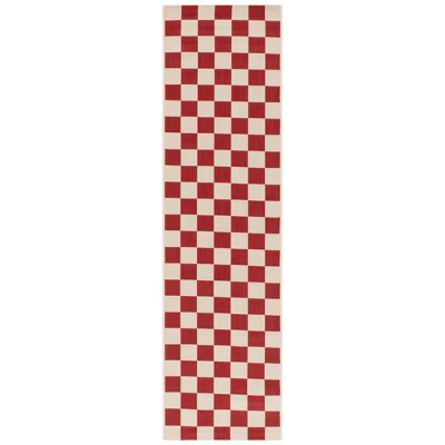 Courtyard CY6442 Power Loomed UV Resistant, Stain Resistant, Non-Shedding Indoor/Outdoor Runner Rug - Red/Beige - 2'3"x6'7" - Safavieh | Target