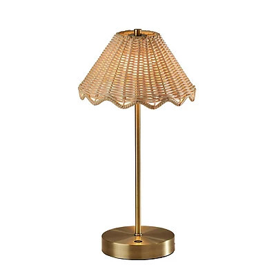 Brass Metal Scalloped Shade Cordless Table Lamp, Gold, Small, Metal/Plastic | Kirkland's Home | Kirklands