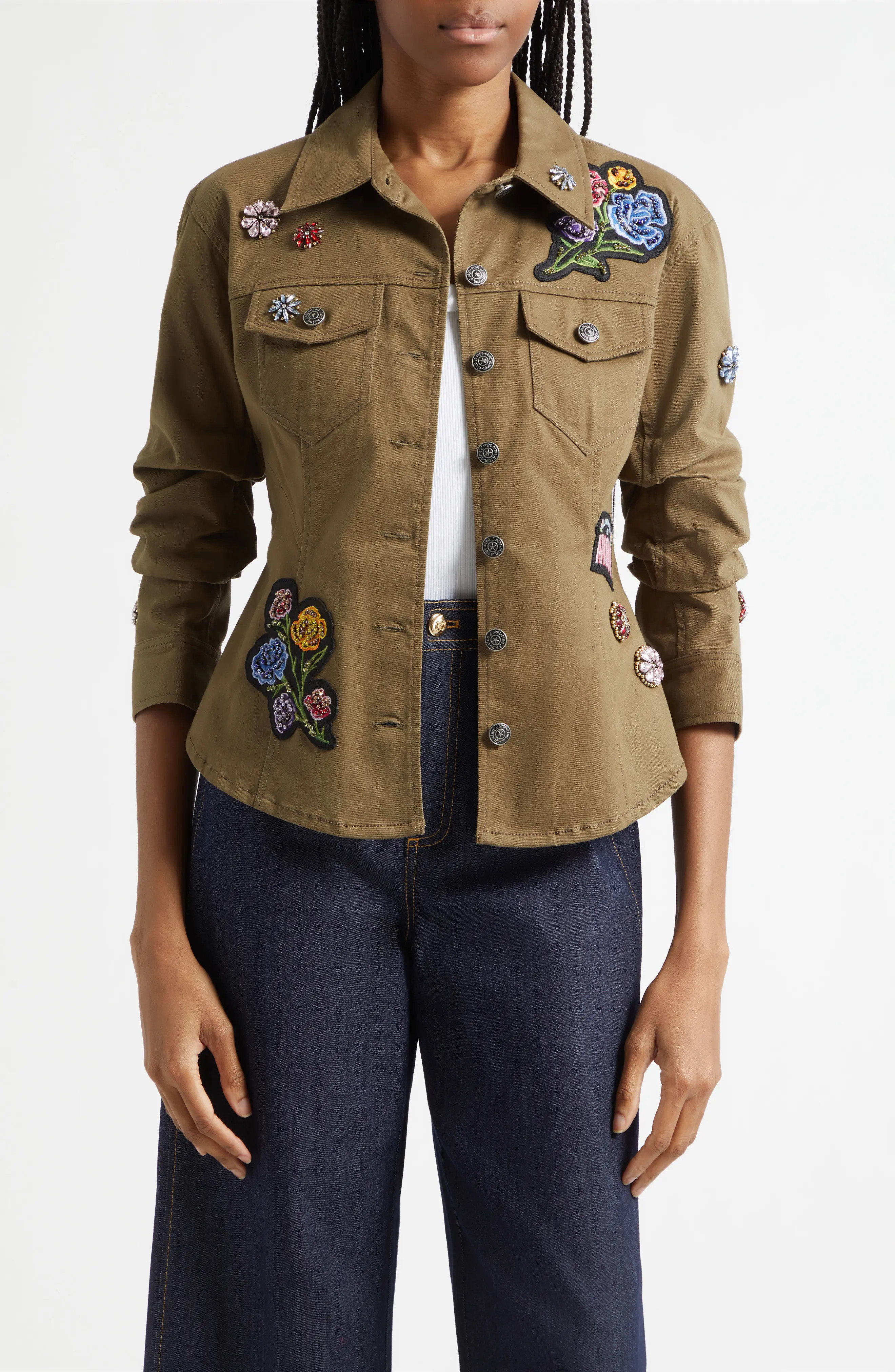 Love Garden Patches Cotton Stretch Twill Jacket (Women) | Nordstrom | Nordstrom
