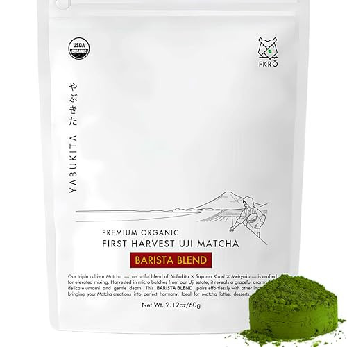 FKRO Organic Matcha Latte Blend | Uji Matcha Green Tea Powder | Barista Blend for Lattes, Smoothies & Baking | First Harvest, Stone-Ground in Japan | Flown Fresh Monthly | 60g | Amazon (US)