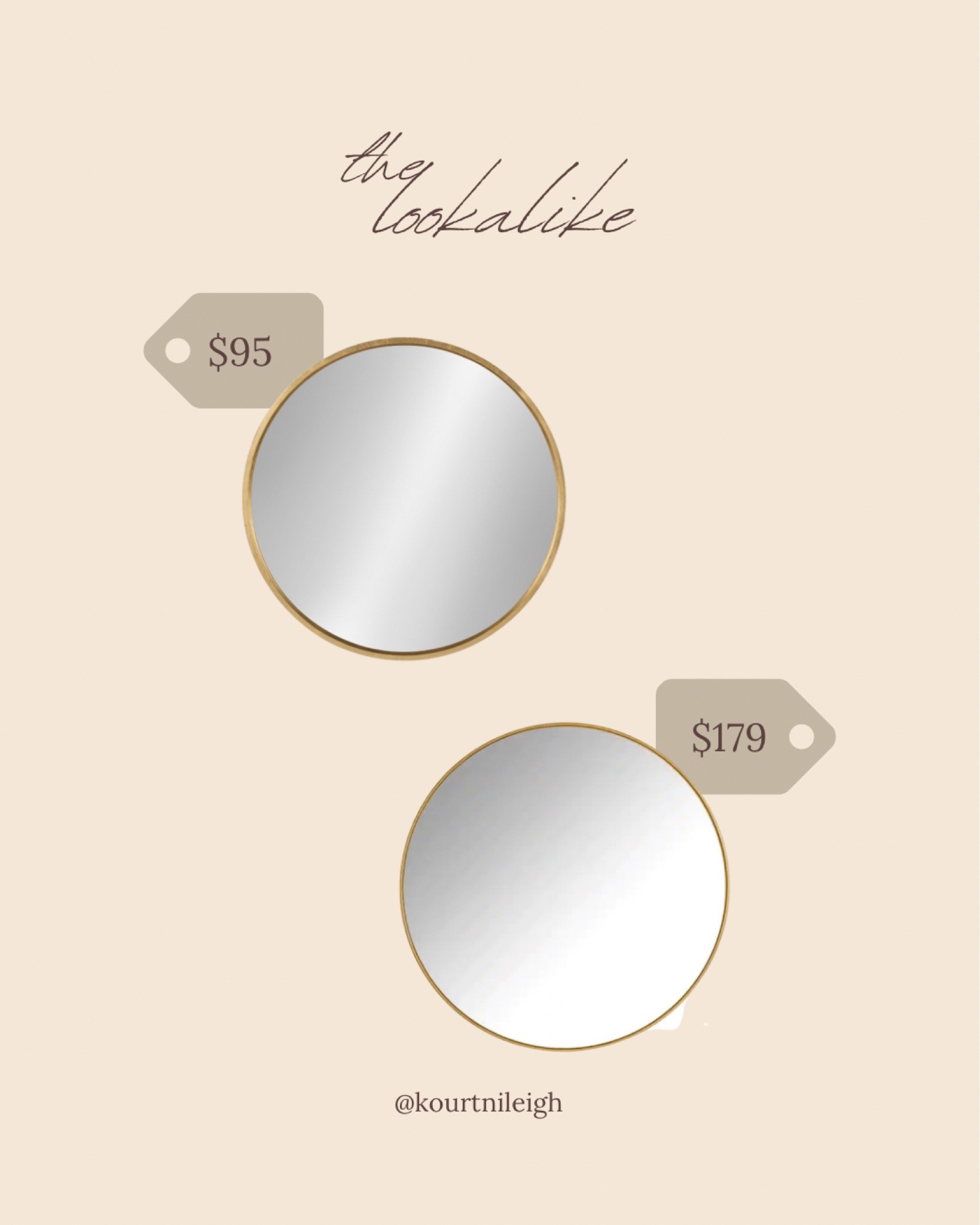 This weeks lookalike is an almost identical large round accent mirror and is a fraction of the cost, $95! The OG is on Sale right now for 25% off! #TheLookalike

#LTKhome #LTKsalealert #LTKSeasonal