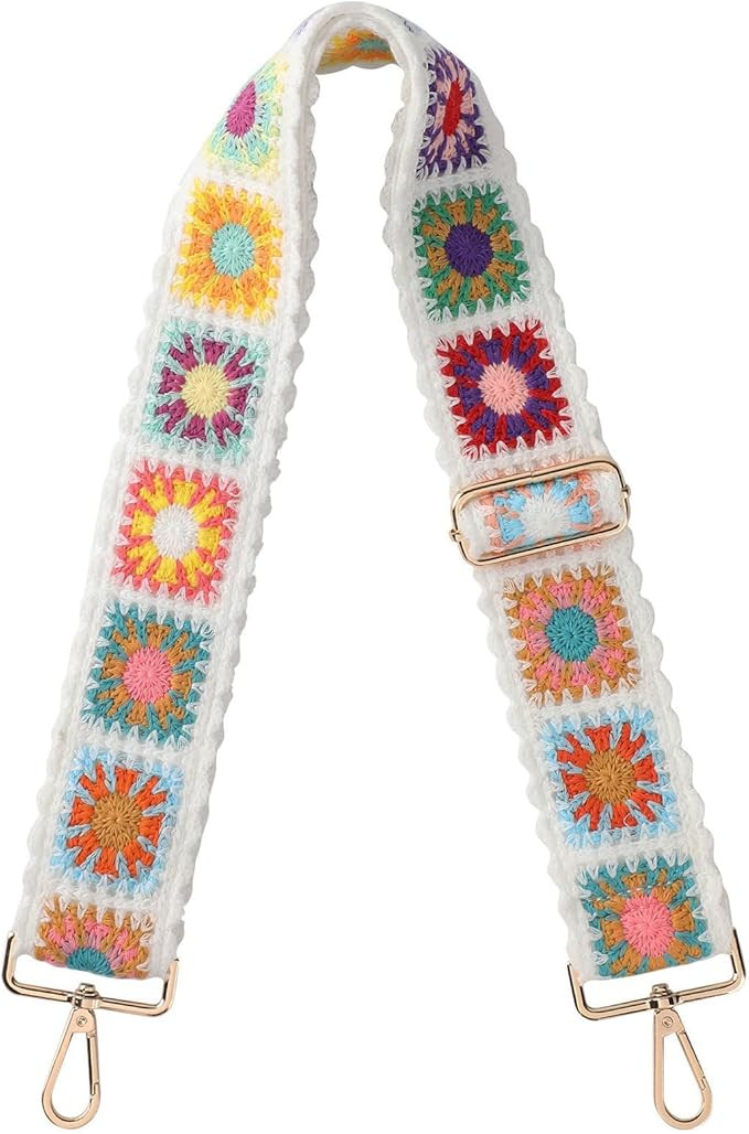 Purse Straps Replacement Crossbody,Crochet Flower 2" Wide Purse Strap for Handbags,Gold Hardware ... | Amazon (US)