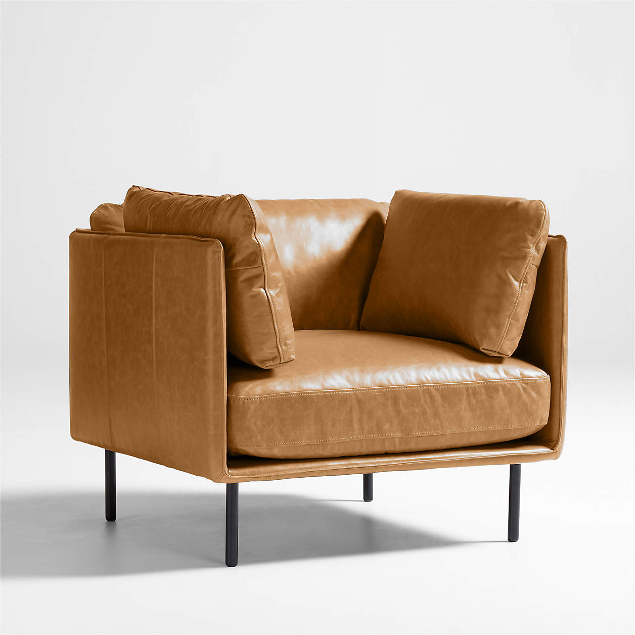 Wells 37" Leather Chair + Reviews | Crate & Barrel | Crate & Barrel
