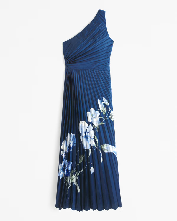 Women's The A&F Giselle Pleated One-Shoulder Maxi Dress | Women's Clearance | Abercrombie.com | Abercrombie & Fitch (US)