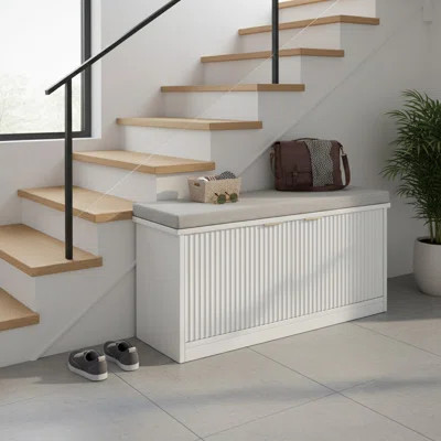 12 Pair Shoe Storage Bench, 2-Tier Entryway Shoe Cabinet with Cushion and Doors | Wayfair North America