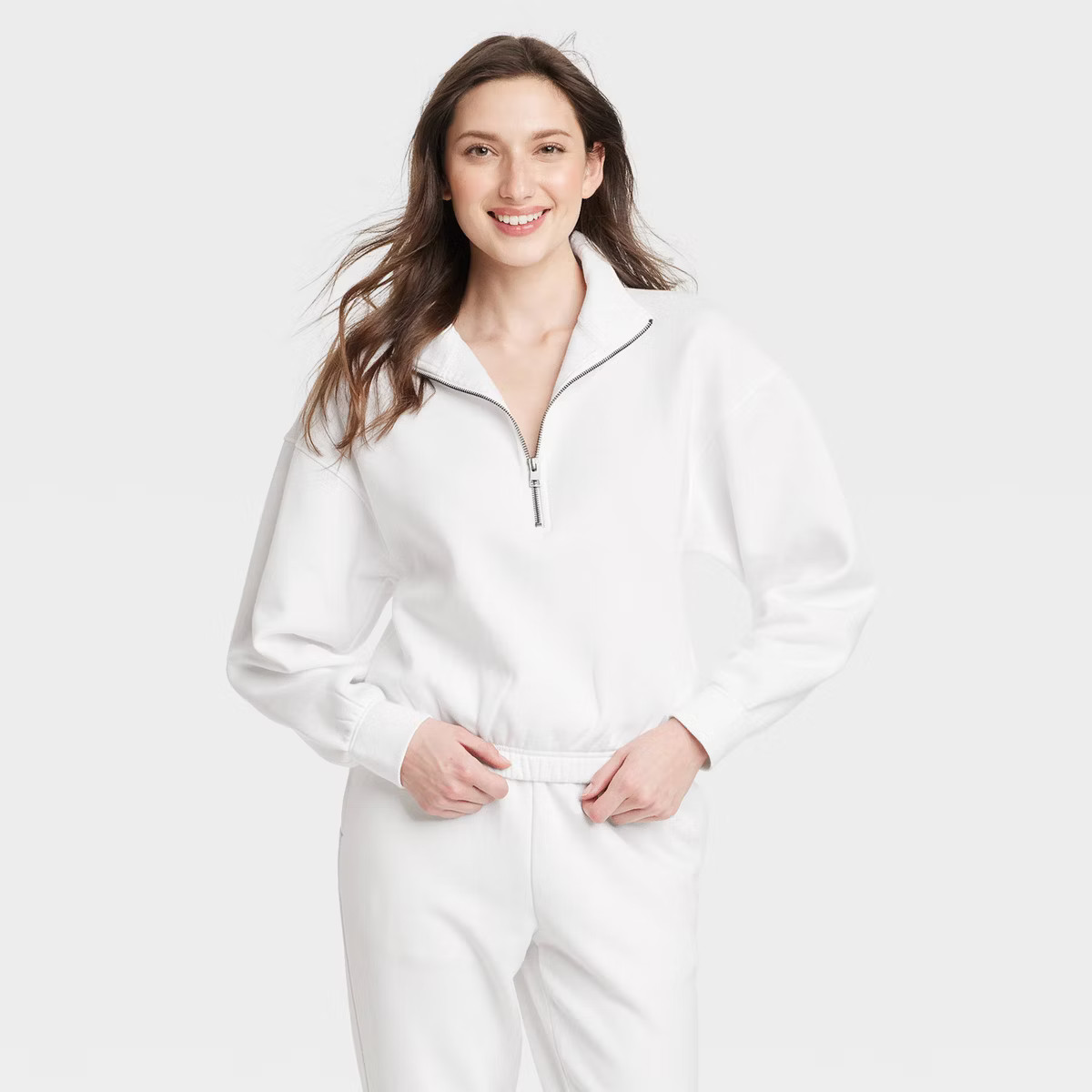 Women's Quarter Zip Pullover - Universal Thread™ White XS | Target