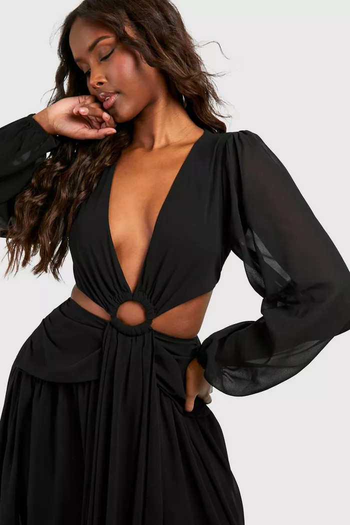 Chiffon Cut Out Maxi Dress | Boohoo.com (UK & IE)