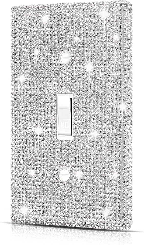 Wall Plate Light Switch Cover, Standard Size 4.50" x 2.76", Dengduoduo Silver Rhinestones Bling D... | Amazon (US)
