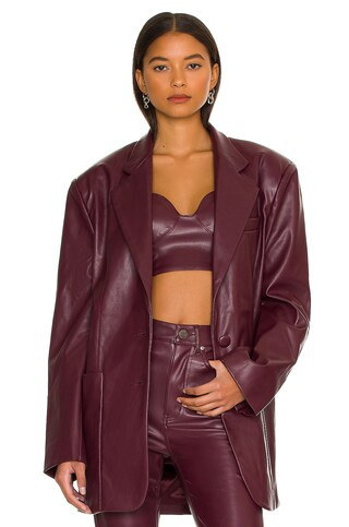 AFRM Agnes Vegan Leather Blazer in Port Royale from Revolve.com | Revolve Clothing (Global)