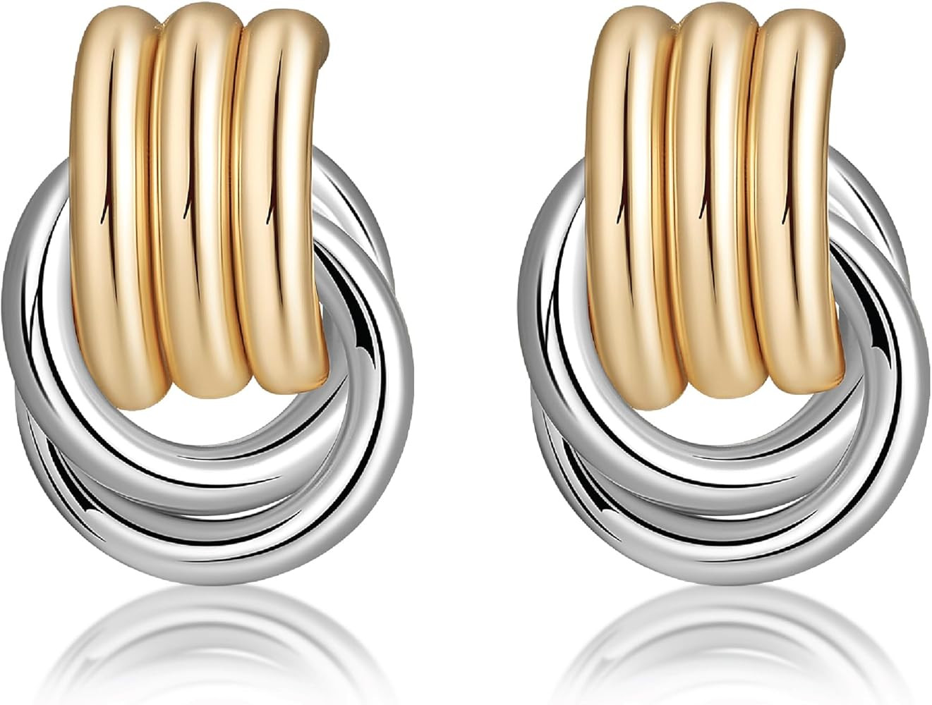 Gold-Plated Chunky Gold Earrings for Women Knot Link Circle Geometric Drop Dangle Earrings Studs ... | Amazon (US)