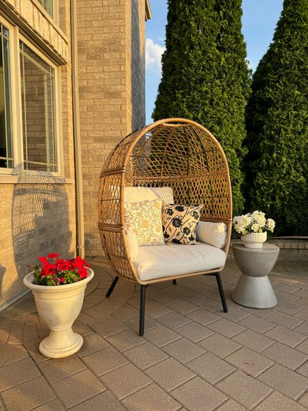 My favorite affordable egg chair is in stock! I added this side table, also affordable and outdoor pillows. Love this corner here.

@walmart #walmarthome #walmartfinds #walmartdeals outdoor furniture #eggchair #summer #targetstyle @target #planter #outdoorfurntiure 

#LTKSaleAlert #LTKSeasonal #LTKHome