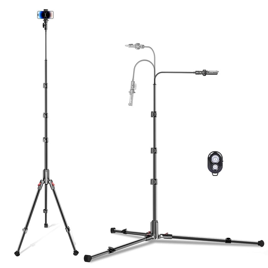 84" Phone Tripod, Tall Tripod Stand for Selfies with Flexible Gooseneck & Remote, Compatible with... | Amazon (US)