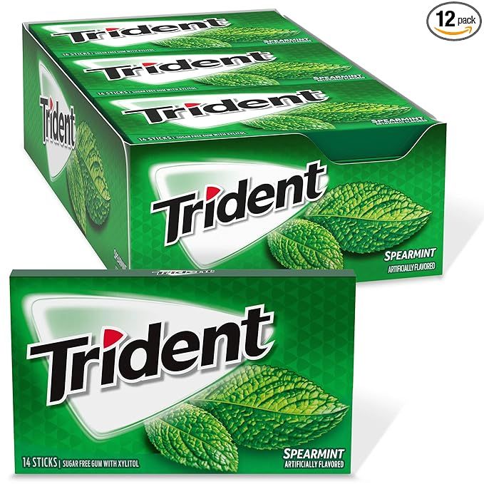 Trident Spearmint Sugar Free Gum, 12 Packs of 14 Pieces (168 Total Pieces) | Amazon (US)