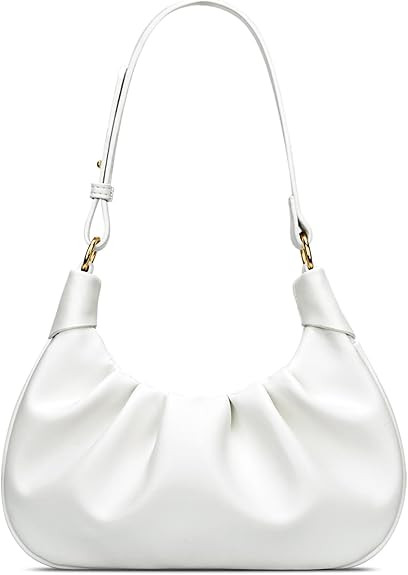 KKXIU Shoulder Bag Crescent Handbag Ruched Purse Underarm Bag Mini Hobo for Women,Detachable Gold... | Amazon (US)