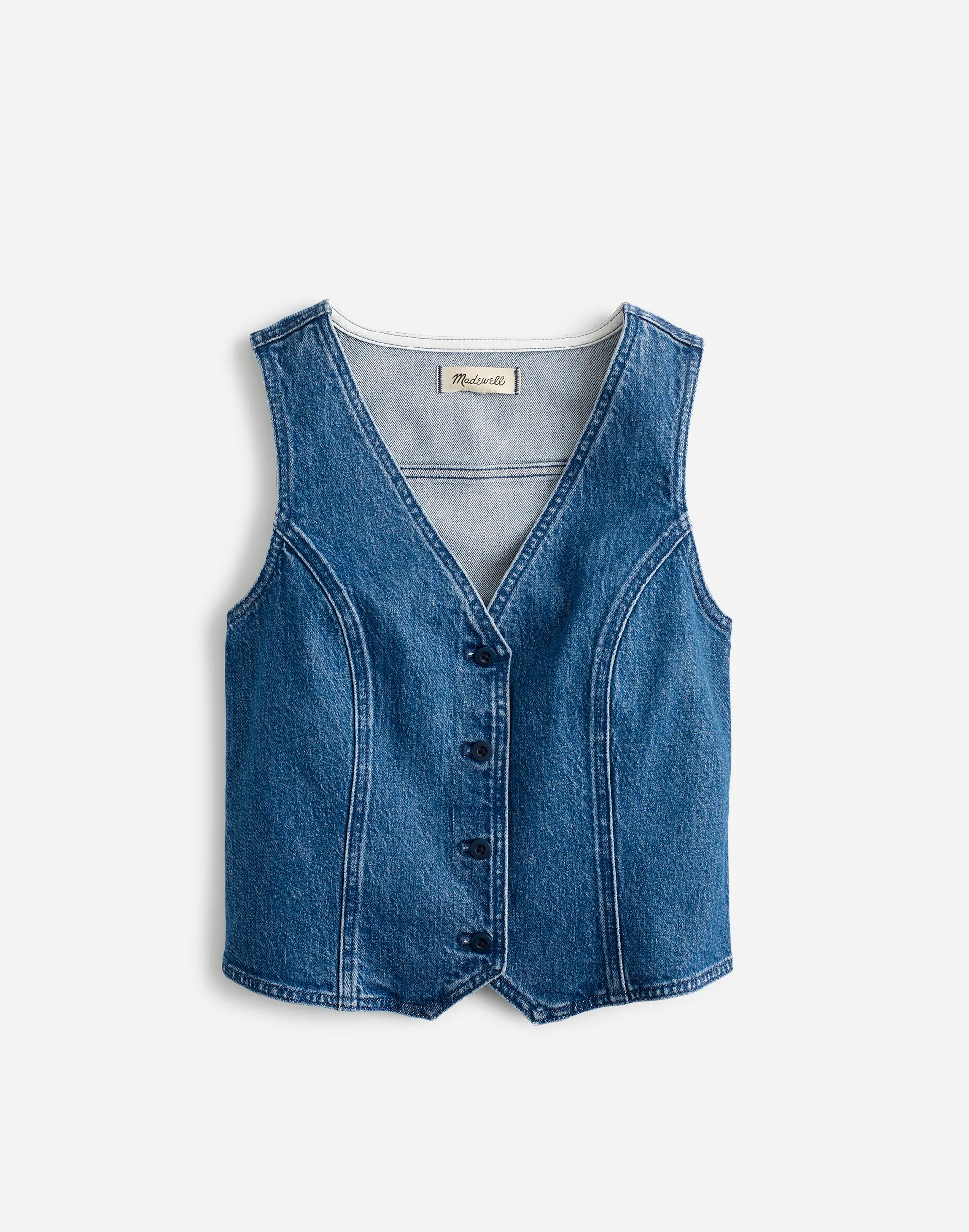 Denim Fitted Vest in Medium Indigo Wash | Madewell