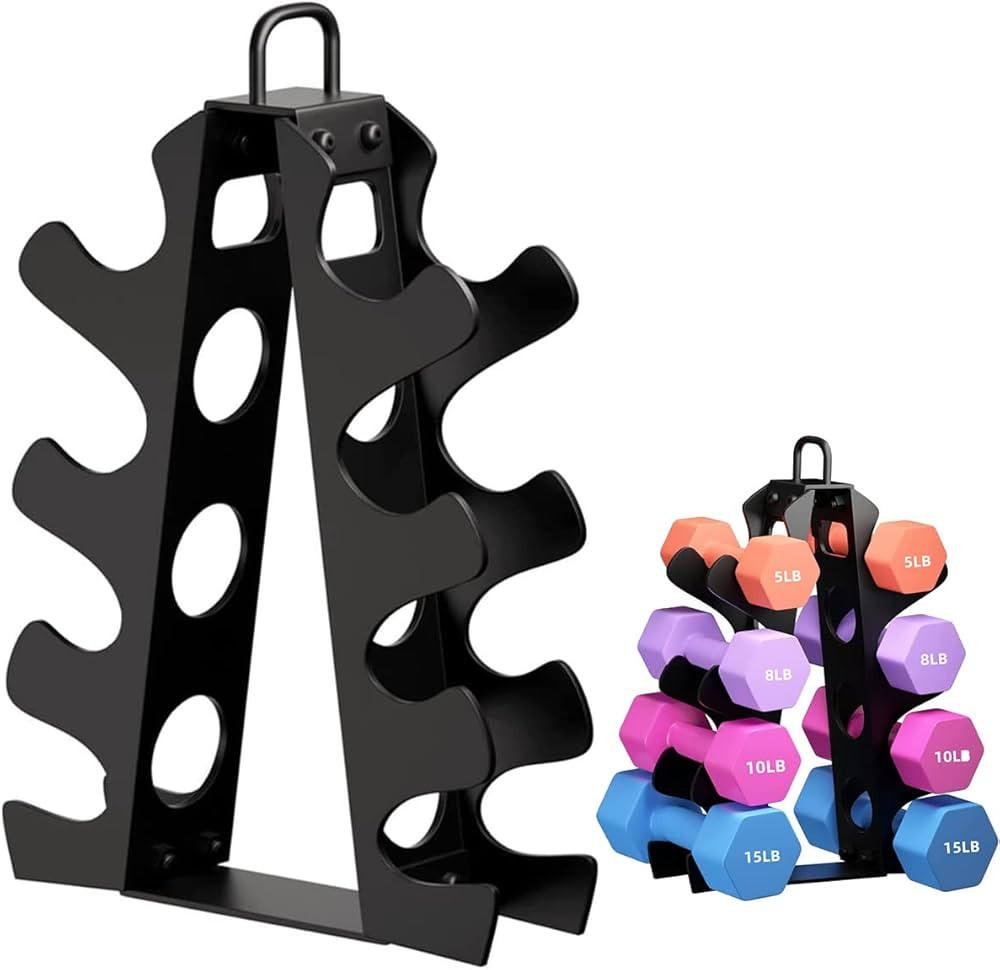 Dumbbell Rack, OKUGAFIT 4 Tier Compact A-Frame Dumbbell Rack Stand with Handle, Weight Rack for D... | Amazon (US)